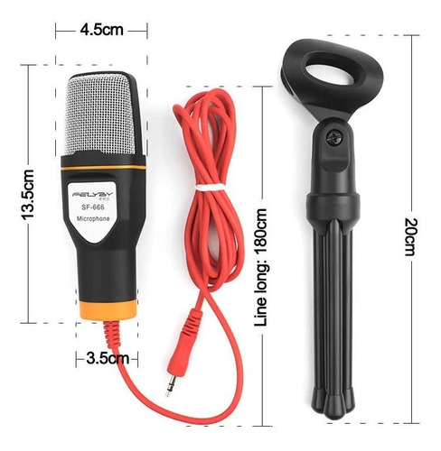 Imagen 6 de 6 de Micrófono Condensador Con Soporte Y Cable Auxiliar+adaptador