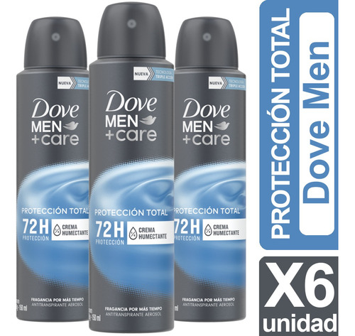 Desodorante Dove Men Cuidado Total Pack De 6 Unidades 150ml