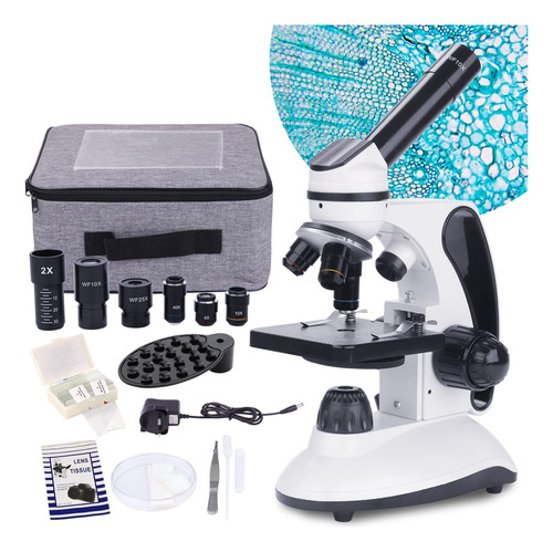 Microscopio Monocular Aumento 40x-2000x Led Duales Kits Cien