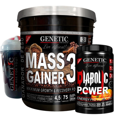 Masa Muscular Mass Gainer Preentreno Diabolic Shaker Genetic