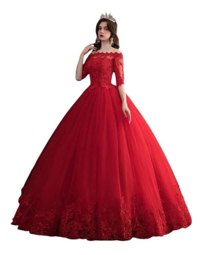 Vestido De Quinceañera Rojo Bonito Quince Años Princesa 