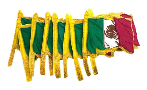 10 Adornos Foamy Termo Formado De Bandera De Mexico, 11 Cm