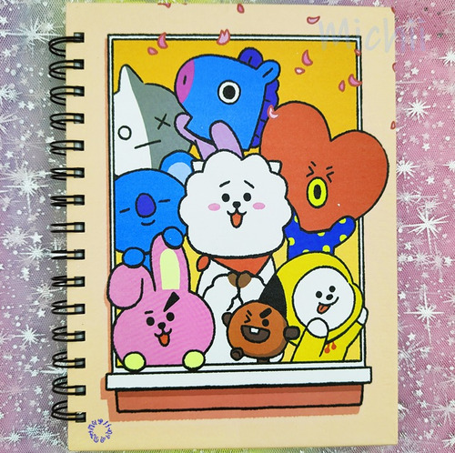 Kit Kawaii Bts Bt21 , 1 Libreta + 6 Plumas Gel + 1 Folder :)