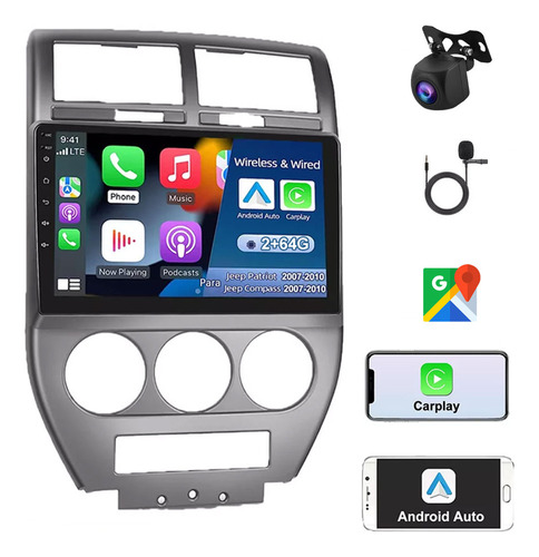 Estéreo De Coche 2+64 G Carplay Gps Para Jeep Compass 2007-2