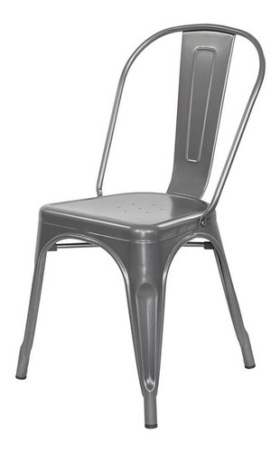 Silla Metalica Moderna Estilo Industrial Tipo Tolix Color Gris Color Del Asiento Gris