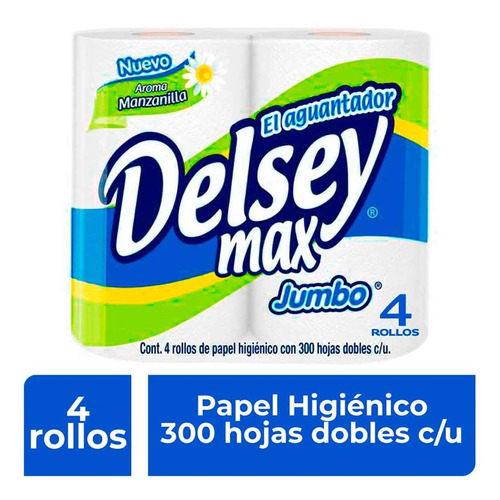 Papel Higiénico Delsey Max Jumbo Manzanilla 4 Rollos