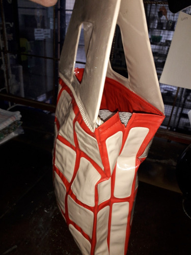Cartera Bolsa Vintage Nylon Pvc 45 Largo 26 Ancho Años 60