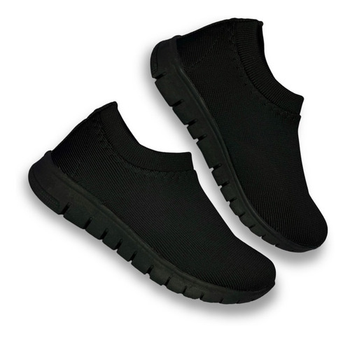 Imagen 2 de 9 de Zapatillas Elastizadas Super Livianas Color Negro
