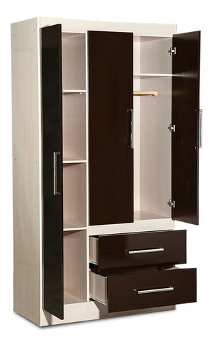 Ropero Placard Infantil Máximo 3 Puertas Rosa Y Blanco Color Chocolate-maple