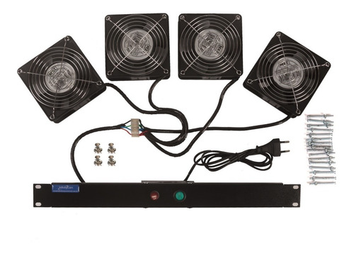 Imagem 1 de 1 de Kit De Ventilação Para Rack 4 Ventiladores Padrão Univ 19
