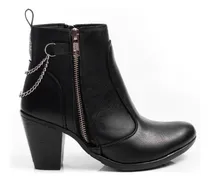 Comprar  Botinetas Botas Zapatos Mujer Taco Cuadrado Cuero Negro 