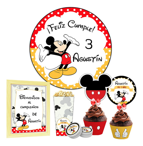 Kit Imprimible Mickey Mouse Cumpleaños + Banner Circular