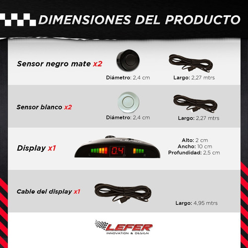 Imagen 3 de 6 de Sensor De Estacionamiento 2 Colores Blanco Perla/ Negro Mate