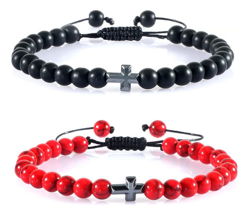 Pingyongchang Pulsera De Cuentas Cruzadas Para Hombres 6 Mm 