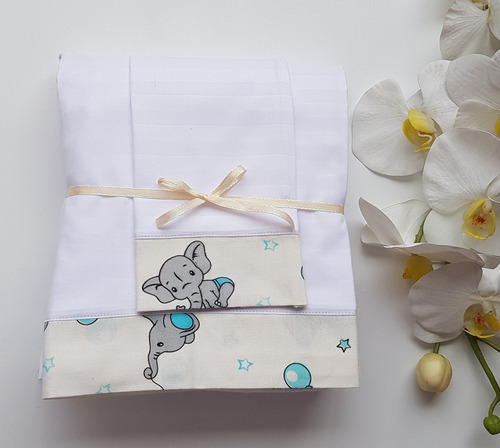 Imagen 2 de 2 de Sábanas Para Bebe Cama Cuna Elefantes Y Globos