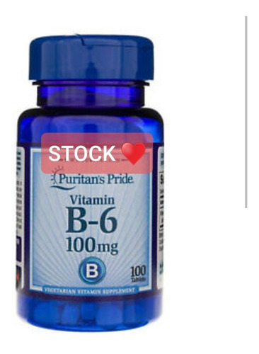 Original Vitamina B6, Piridoxina Hcl, 100mg,  Stock