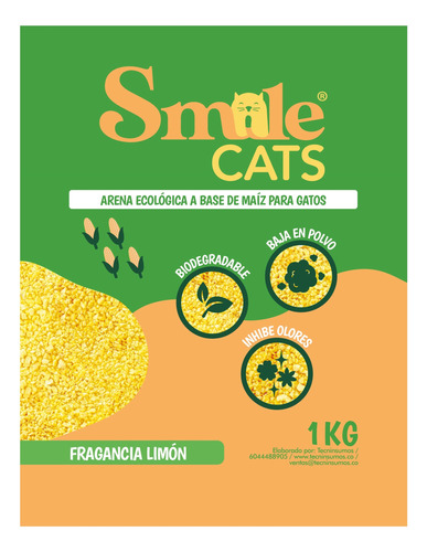 Smile Cats 1 Kg Limón - Arena Ecológica Para Gatos