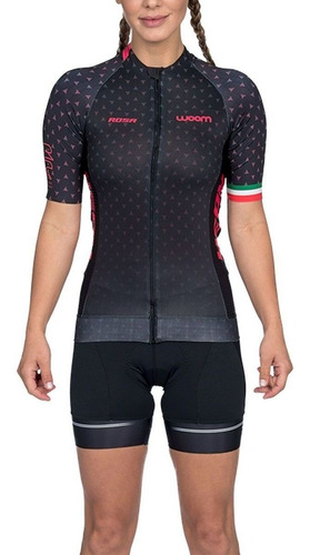 Camisa Woom Feminina Supreme Rosa E Preta Ciclismo 20