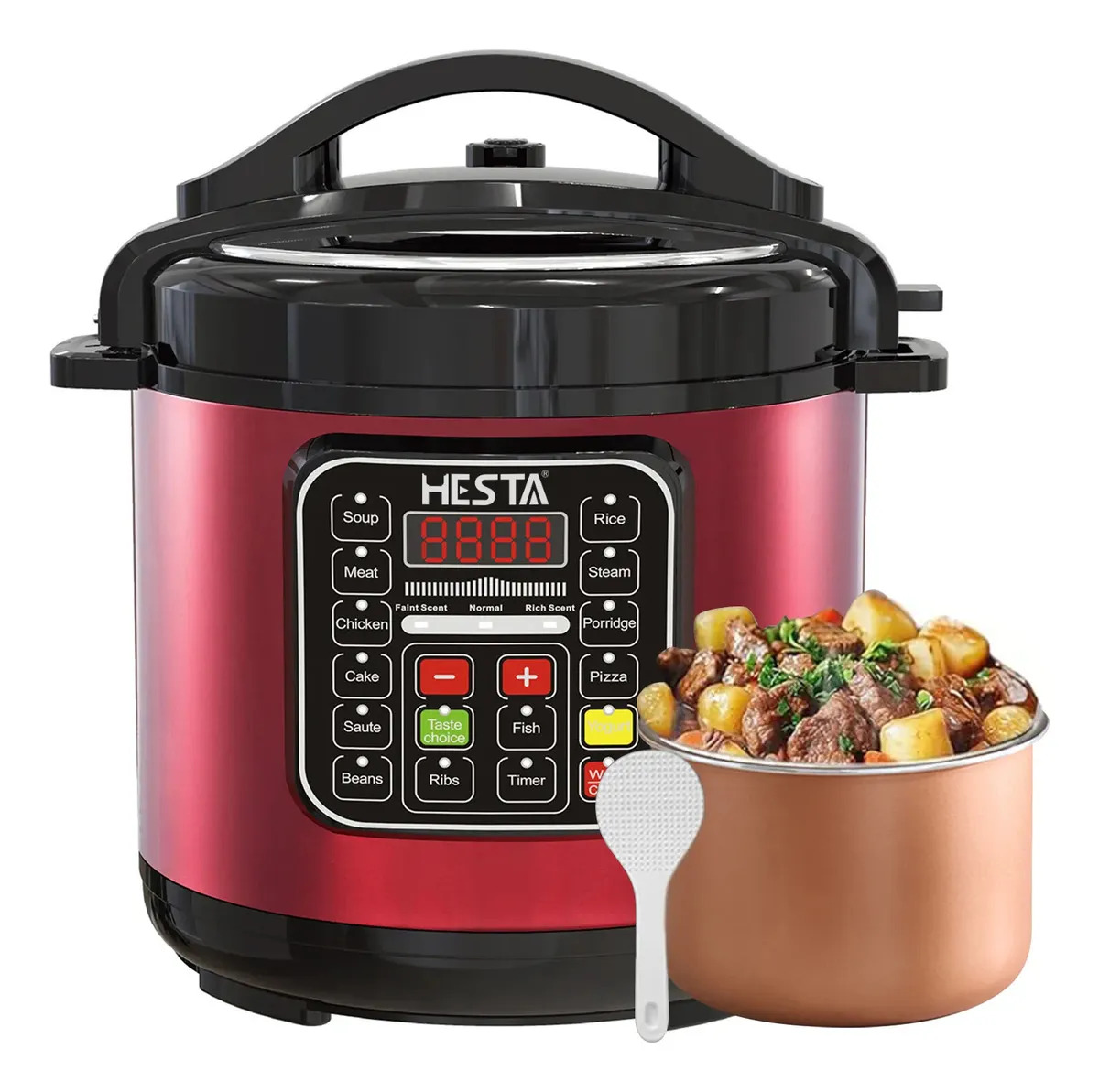 Olla A Presión Eléctrica Multifuncional Acero Inoxidable 5L Rojo 50 60hz