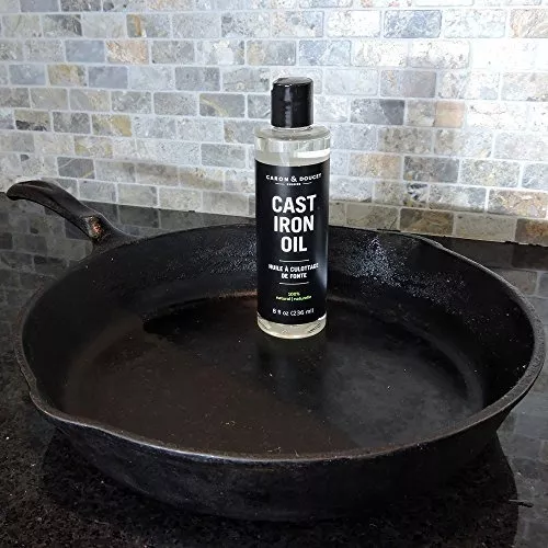 CARON & DOUCET - Cast Iron Seasoning & Cleaning Oil | 100% Plant-Based &  Food Grade! | Best for Seasoning, Restoring, Curing and Care (8oz)