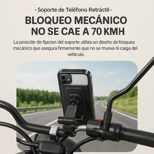 Base Celular Soporte Para Moto Bicicleta Impermeable Espejo Retrovisor