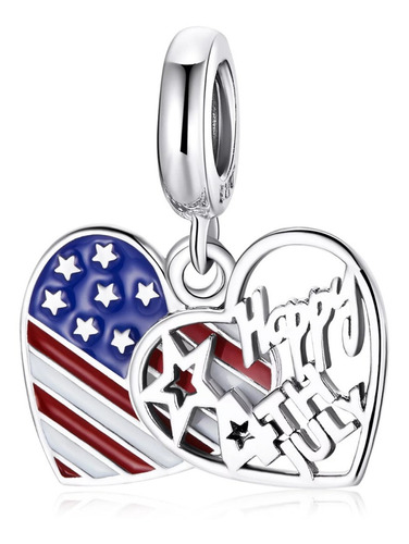 Charm Dije Plata 925 Bandera Usa Happy 4th July / Todojoyas