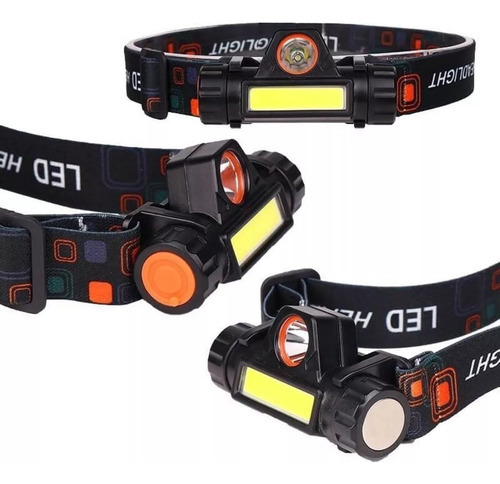 Linterna Minero Cabeza Led Cob Vincha Recargable Con Iman Color De La Luz Blanca