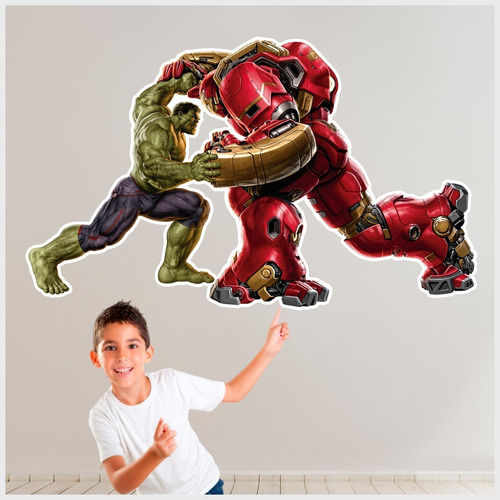 Vinil Decorativo Hulk Vs Hulkbuster Gigante - 120x72cm