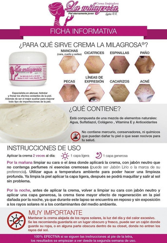 Imagen 3 de 3 de Crema La Milagrosa La Original Sellos De Fabrica Y Patente