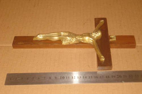 Vint_retro Crucifijo Antiguo Jesucristo Bronce (Usado)