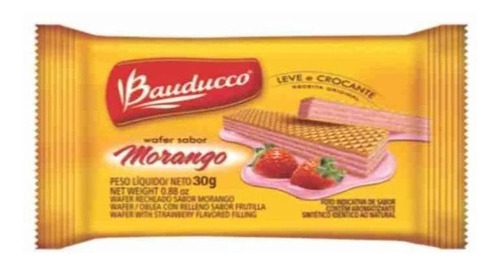 Biscoito Mini Wafer Morango Bauducco Caixa Com 96 Sachês