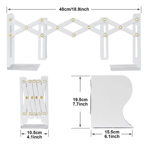 Dolwis Sujetalibros De Hierro De Metal Ajustable, Soporte De