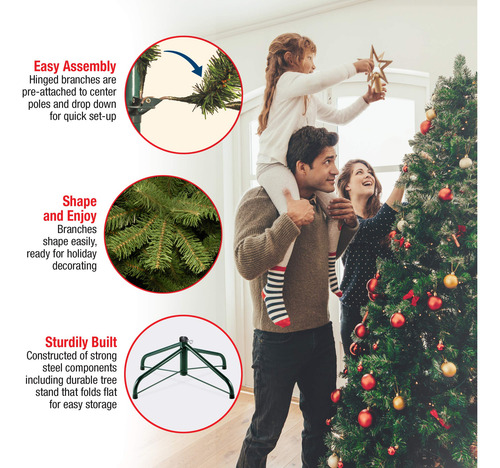 Árbol De Navidad Artificial Preiluminado 198 Cm Abeto Fraser
