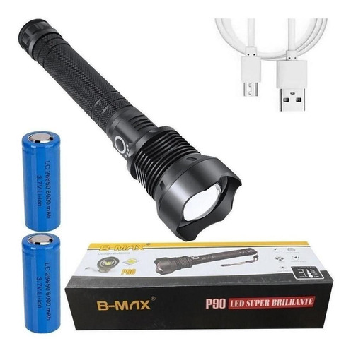 Lanterna Tática Luz Led Cree Xh-p90 Zoom Telescópico Bm8503