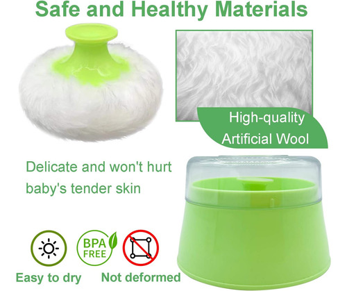 Caja De Polvo De Bebé Sin Bpa, Grande De 2.8 Pulgadas, Funda