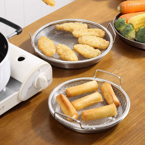 2 Colador Para Freír De Acero Inoxidable, Bandeja Para