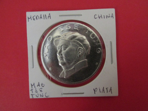 Hermosa Medalla China De Plata Mao Tse Tung Escasa Unc