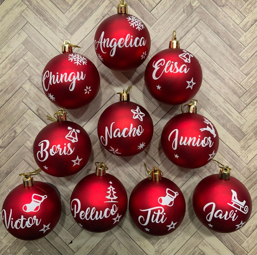 10 Esferas De Navidad De 6cm, Personalizadas Con Nombre