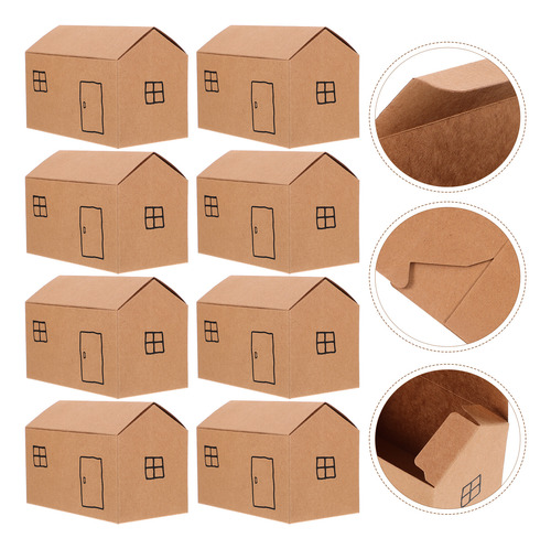 10pc Small House Shaped Gift Boxes Treat Boxes For Dessert C