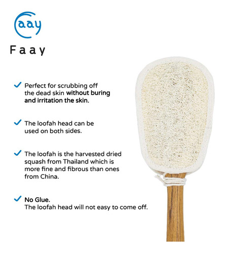 Esponja Exfoliante Faay Luffa 43 Cm Barra Cepillo Baño Color Nombre Del Diseño