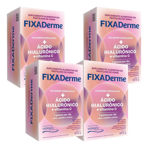 Kit Fixa Derme Hialurônico Com 4 Caixas De 15 Sachês Cada
