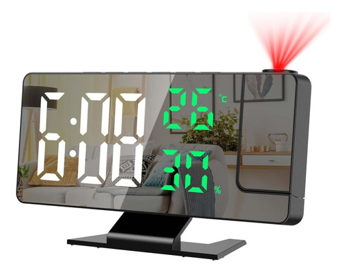 Reloj Despertador Proyector 180° Pantalla Led Carga Usb