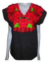 Comprar Blusas Bordadas De Chiapas \u002F S Y M \u002F Negras \u002F Zinacantán Nfj