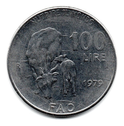 Italia Moneda 100 Liras Año 1979 Serie Fao Km#106