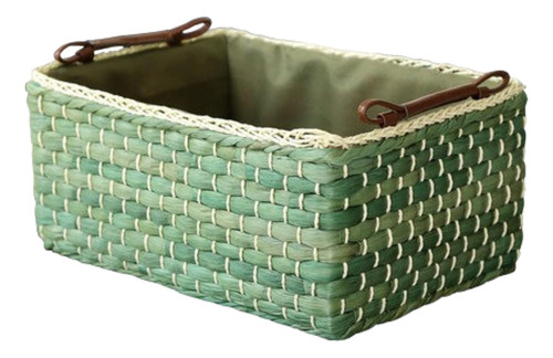 Organizador De Mesa Rectangular Con Asa Y Cesta Tejida Medio