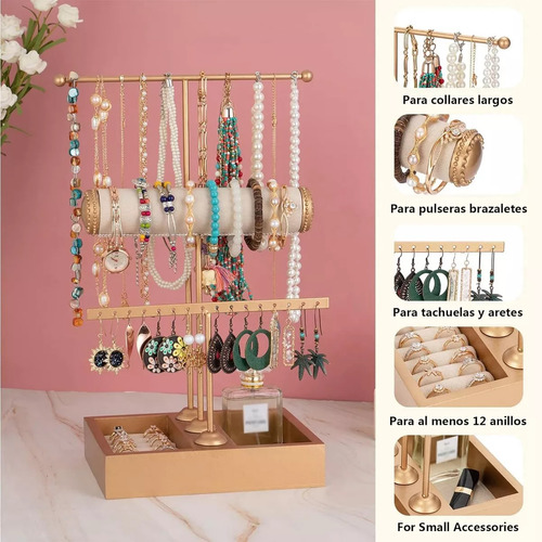 Joyero De Collares Y Porta Pulseras De 3 Niveles Para Mujer