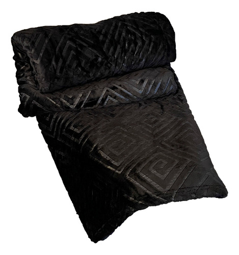 Cobertor Manta 1,80x2,40 Flannel Embossed Antialérgico Casal Cor Preto