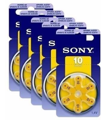 Paq.5 Blister C/ 6 Pilas Auditiva 10 Sony Pr70 1.4v Bateria
