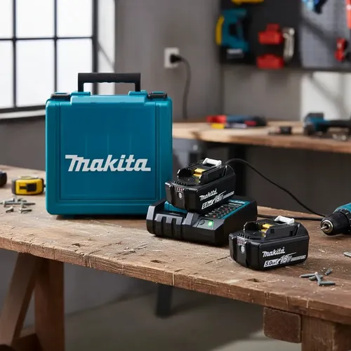 Kit 2 Baterias 18v 5.0ah Bl1850b Carregador DC18WC Maleta Makita