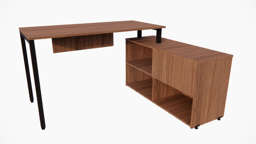 Escritorio En L De 140 X120 X 75 Modelo Lübeck Afa Muebles Color Nogal